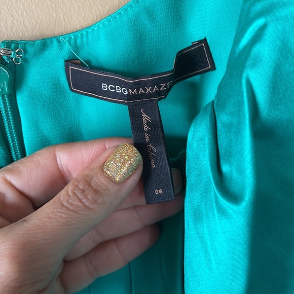 BCBG MAX AZRIA sz6 emerald green cocktail bridesmaid prom dress pockets! - Picture 2 of 8